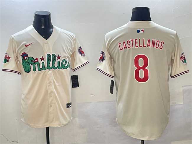 Mens Philadelphia Phillies #8 Nick Castellanos Cream Phanatic Limited Stitched Jersey->philadelphia phillies->MLB Jersey